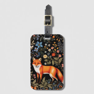 Eleganter Fuchs in schwarz-blumigem Design Gepäckanhänger