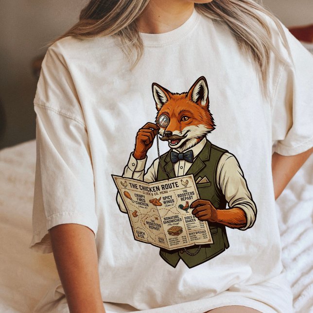 Eleganter Fuchs mit Monokel und Hühner-Menü Tri-Blend Shirt (Von Creator hochgeladen)