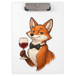 Eleganter Fuchs mit Weinglas Klemmbrett