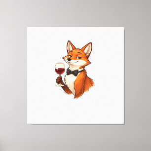 Eleganter Fuchs mit Weinglas Leinwanddruck