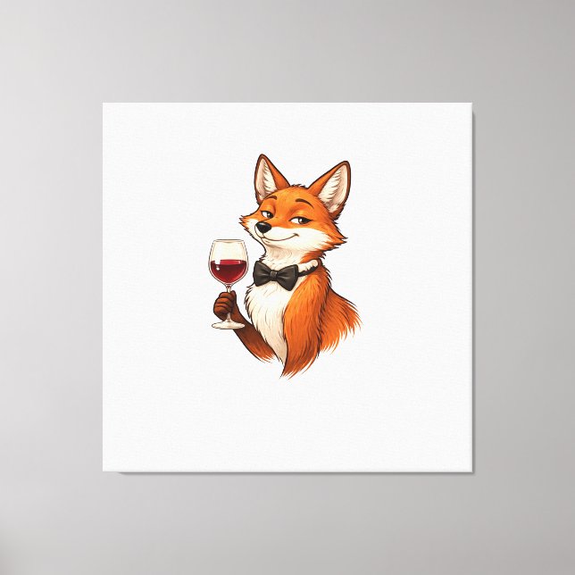 Eleganter Fuchs mit Weinglas  Leinwanddruck (Vorderseite)