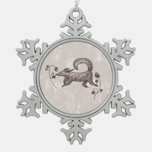 eleganter Fuchs Schneeflocken Zinn-Ornament