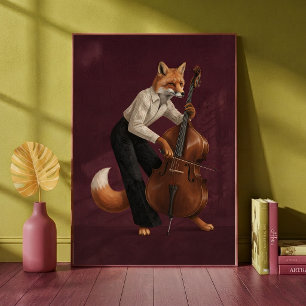 Eleganter Fuchs spielt Cello Musikinstrument Poster
