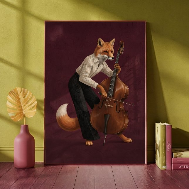 Eleganter Fuchs spielt Cello Musikinstrument Poster (Von Creator hochgeladen)