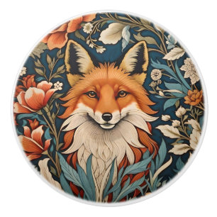 Eleganter Fuchs - William Morris inspirierte Blume Keramikknauf