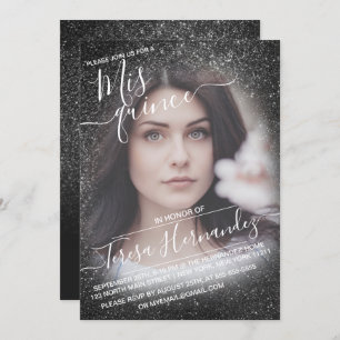 Eleganter Funkelnd Glitzer Foto Quinceañera Einladung