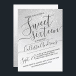 Eleganter Funkelnd Glitzer Ombre Sweet 16 Einladung<br><div class="desc">Diese elegante, mädchenhafte und schicke 16 . Geburtstag-Geburtstagsfeier ist perfekt für das trendige und stilvolle junge Teenager-Mädchen. Es zeigt ein Imitat mit funkelnd Glitzer und Farbverlauf in Silber und Weiß mit einer individuellen, kursiven Schrift-Typografie-Einstellung. Es ist eine glamouröse, feminine, einfache und einzigartige Touch auf einem beliebten Trend, der die Designwelt...</div>