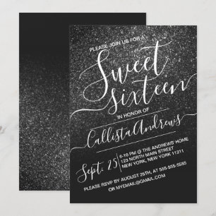 Eleganter Funkelnd Glitzer Ombre Sweet 16 Einladung