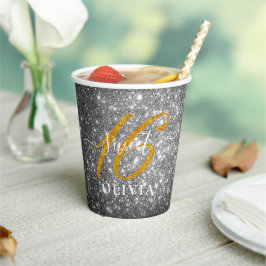 Eleganter Funkelnd Glitzer Sweet 16 Sechzehn Paper Pappbecher