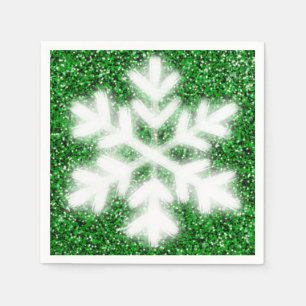 Eleganter funkelnder Glitter grüner frostiger Schn Serviette