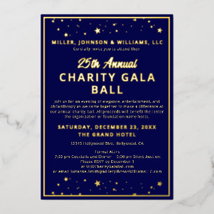 Eleganter Gala-Ball-Still-Auktion in Navyblau und  Folieneinladung