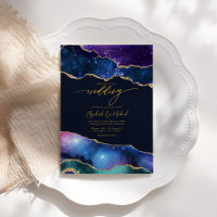 Eleganter Galaxy Blue, Lila & Gold Agate QR Code