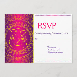 Eleganter Ganesh   Indische Gott Pinke RSVP-Karten Einladung