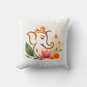 Eleganter Ganesha-Lotus-Diwali Kissen