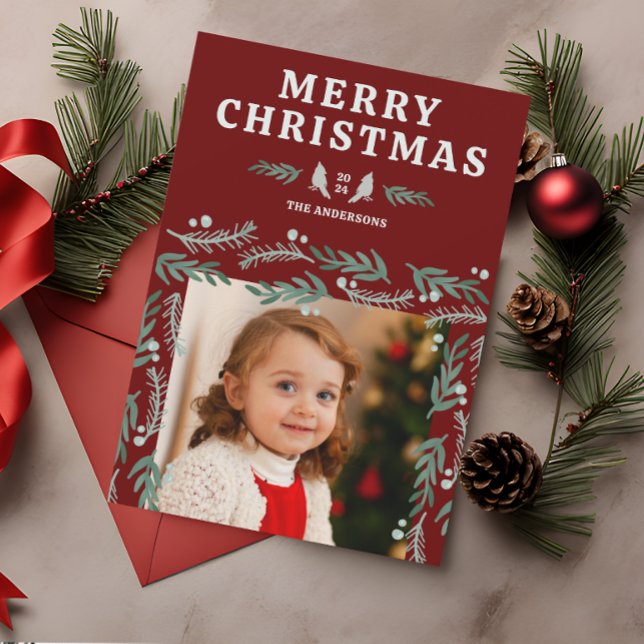 Eleganter Garland Border Kardinal Weihnachten (Von Creator hochgeladen)