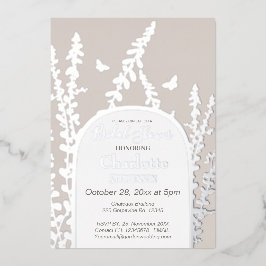 Eleganter Garten Blätter Schmetterlinge Brautparty Folieneinladung