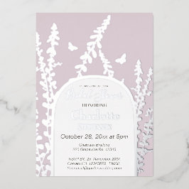 Eleganter Garten Blätter Schmetterlinge Brautparty Folieneinladung