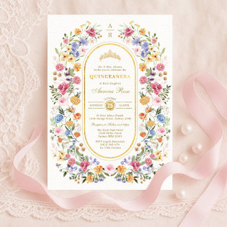 Eleganter Garten Blumen Quinceanera 15. Geburtstag Einladung