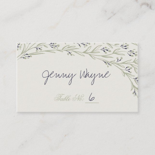 Eleganter Garten Blumen rustikale Hochzeit Platzka Platzkarte (Vorderseite)