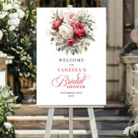 Eleganter Garten Burgunder Blumen Hochzeitsempfang