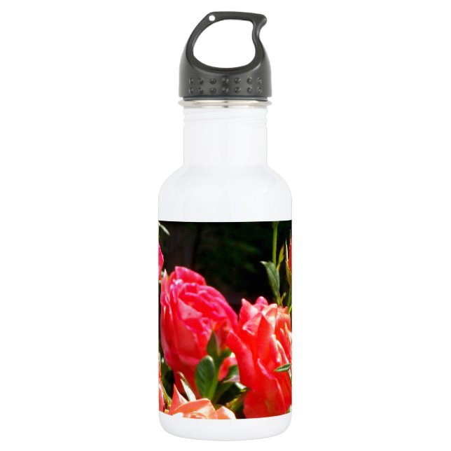 Eleganter Garten mit orangefarbenen Rose Rose Edelstahlflasche (Vorderseite)