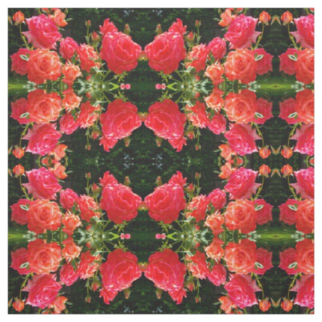 Eleganter Garten mit orangefarbenen Rose Rose Stoff (Muster)