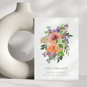 Eleganter Garten Wasserfarben Lila Orange Save The Date