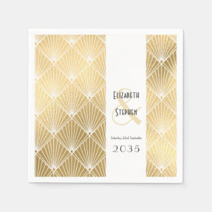 Eleganter Gatsby Art Deco 1920er Gold Hochzeit Serviette