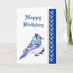 Eleganter Geburtstag, blaues Jay, Vogel-Natur-wild Karte