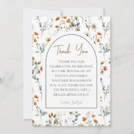 Eleganter Geburtstag der Wildblume boho Dankeskarte