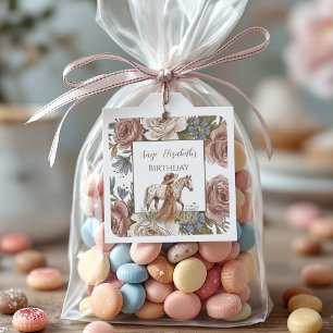 Eleganter Geburtstag für Pferdeliebhaber  Quadratischer Aufkleber