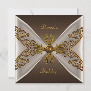 Eleganter Geburtstag Kaffee Braun Altgold Juwel 2 Einladung