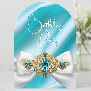 Eleganter Geburtstag Türkis Blau Gold Juwel Schlei Einladung