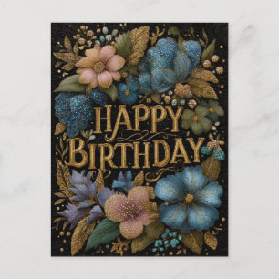 Eleganter Geburtstagsgruß mit goldenem Text Postkarte