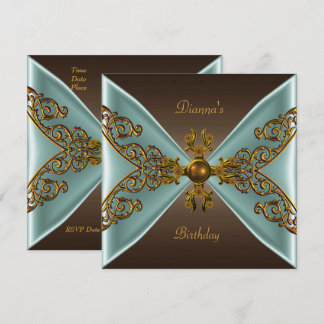 Eleganter Geburtstagskaffee Brown Altes Gold Aquam Einladung