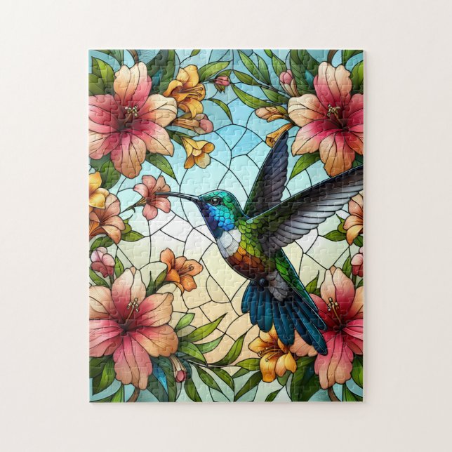Eleganter, gefestigter Glaseffekt von Hummingbird Puzzle (Vertikal)