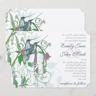 Eleganter Geheim-Garten Kolibri-Hochzeit Einladung