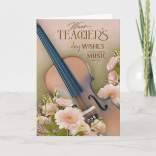Eleganter Geigen-Lehrertag-Blumenstrauß Karte