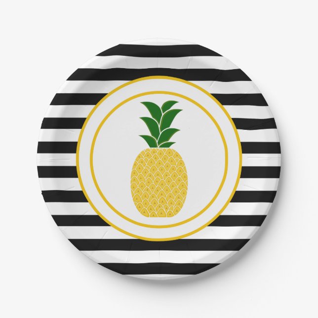 Eleganter Gelber Ananas Pappteller (Vorderseite)