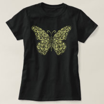 Eleganter Gelber Blüh Butterfly T - Shirt