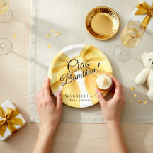 Eleganter gelber Bogen 'Ciao Bambina!' Baby Shower