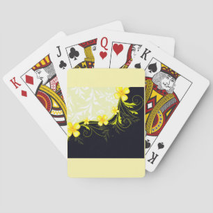 Eleganter gelber floraler Damast Spielkarten