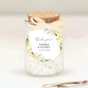 Eleganter gelber Hochzeit-Klassiker-Rundaufkleber Runder Aufkleber