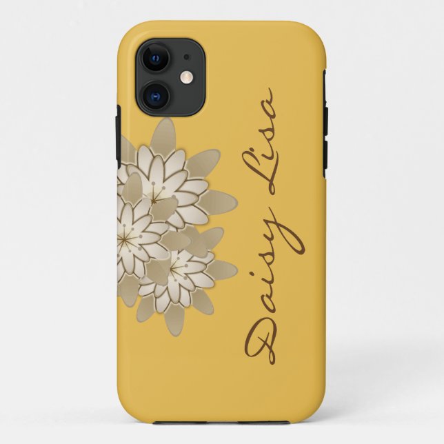 Eleganter, gelber Lotus Blume Personalisierter Nam Case-Mate iPhone Hülle (Rückseite)