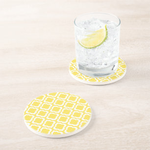 Eleganter gelber marokkanischer Gitter Quatrefoil Getränkeuntersetzer