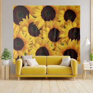 Eleganter gelber Sonnenblumen-Wandtapeten-Hintergr Wandteppich