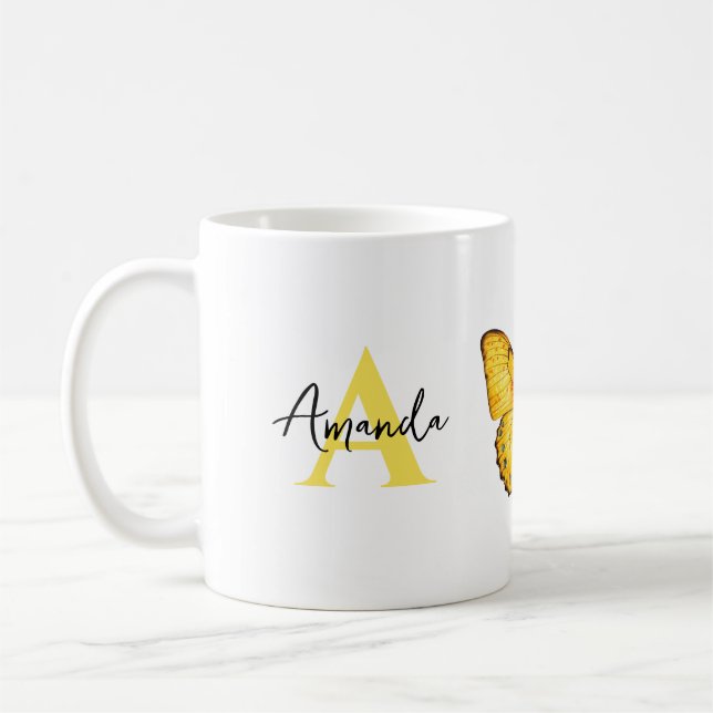 Eleganter, gelber und schwarzer, monogrammatischer kaffeetasse (Links)