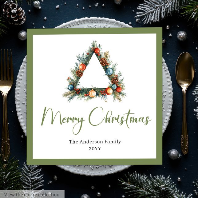 Eleganter gemütlicher Boho-Skandinavischer Kiefern Serviette (Elegant Boho Scandinavian Pine Wreath Dinner Napkins)