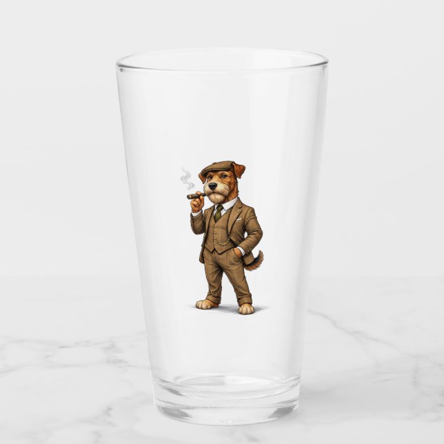 Eleganter Gentleman-Hund  Glas (Vorderseite)