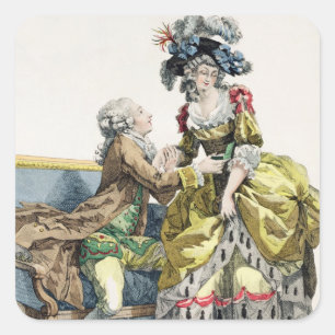 Eleganter Gentleman schlägt einer Lady in einem "M Quadratischer Aufkleber